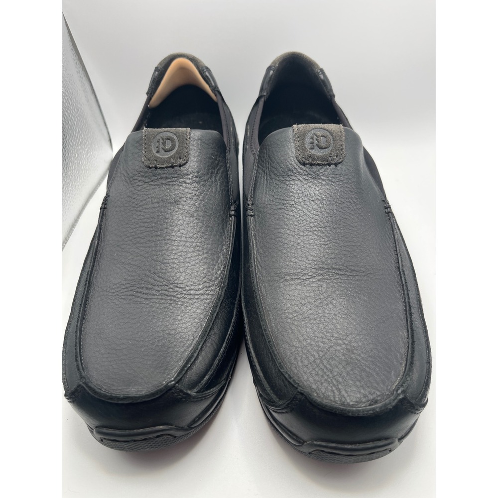 Dunham Mens Black Leather Slip On Loafers Moc Toe Casual Comfort Shoes